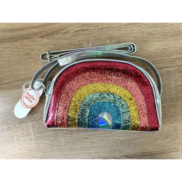 NWT Wonder Nation Girls' Glitter Rainbow Crossbody Bag Handbag Kawaii Purse - Picture 2 of 7